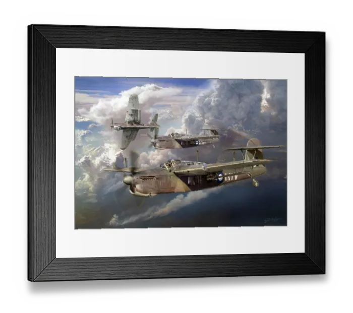 Framed Print : British Fairey Barracuda torpedo dive bombers of 814 squadron Fleet Air Arm over the Indian Ocean 1945