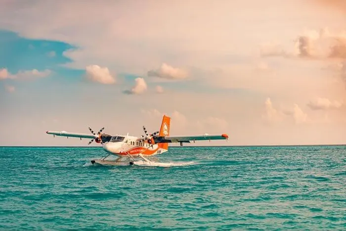 Framed Print : 05.06.2019 - Ari Atoll, Maldives: Exotic scene with seaplane on Maldives sea landing. Vacation holiday in Maldives concept background. Seaplane taxi Framed Print : 05.06.2019 - Ari Atoll, Maldives: Exotic scene with seaplane on Maldives sea landing. Vacation holiday in Maldives concept background. Seaplane taxi