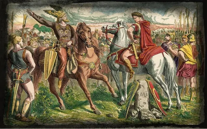 Framed Print : 108 Caesar and Ariovistus (meeting before the battle) by Johann Nepomuk Geiger Framed Print : 108 Caesar and Ariovistus (meeting before the battle) by Johann Nepomuk Geiger