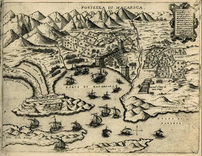 Framed Print : This 1574 map by Giovanni Francesco Camocio depicts the Fortress of Makarska Framed Print : This 1574 map by Giovanni Francesco Camocio depicts the Fortress of Makarska