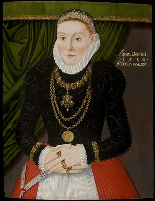 Framed Print : This 1582 portrait titled *A Lady Aged 29* captures a woman from the late 16th century Framed Print : This 1582 portrait titled *A Lady Aged 29* captures a woman from the late 16th century