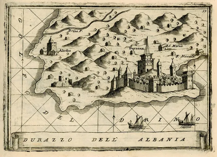 Framed Print : This 1688 map of Durazzo, Albania