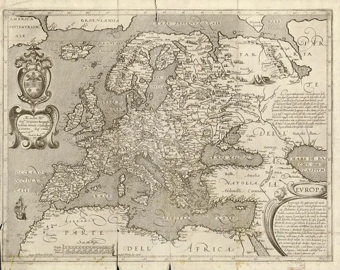 Framed Print : 16th century map of Europe. Published in Sienna in 1600 Framed Print : 16th century map of Europe. Published in Sienna in 1600