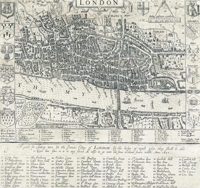 Framed Print : 16th Century Map of London by John Norden (1548-1625) English cartographer, chorographer and antiquary. Dated 1593 Framed Print : 16th Century Map of London by John Norden (1548-1625) English cartographer, chorographer and antiquary. Dated 1593