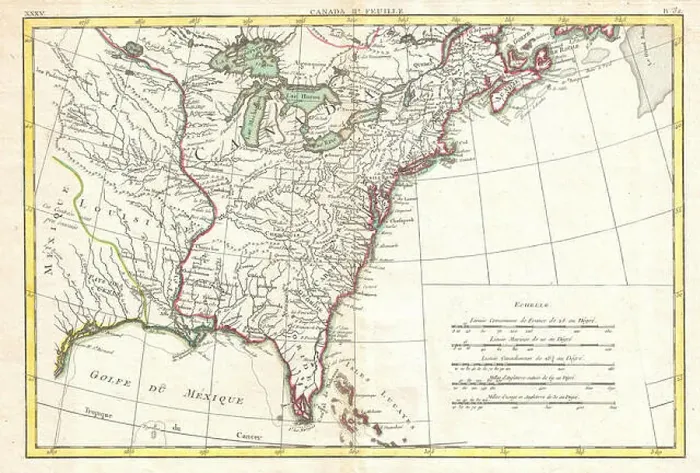 Framed Print : 1776, Bonne Map of Louisiana and the British Colonies in North America, Rigobert Bonne 1727 – 1794 Framed Print : 1776, Bonne Map of Louisiana and the British Colonies in North America, Rigobert Bonne 1727 – 1794