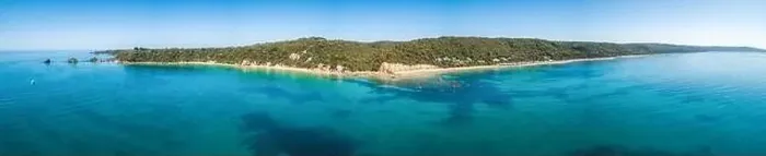 Framed Print : 180 degrees aerial panorama of ocean coastline in Australia Framed Print : 180 degrees aerial panorama of ocean coastline in Australia
