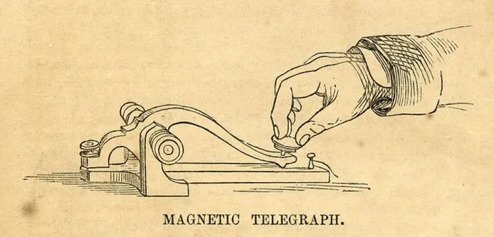 Framed Print : 1854 engraving, Magnetic (or, Electric) Telegraph transmitter key Framed Print : 1854 engraving, Magnetic (or, Electric) Telegraph transmitter key