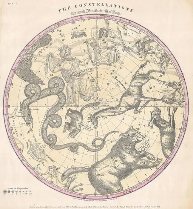 Framed Print : 1856, Burritt, Huntington Map of the Stars and Constellations of the Northern Hemisphere Framed Print : 1856, Burritt, Huntington Map of the Stars and Constellations of the Northern Hemisphere