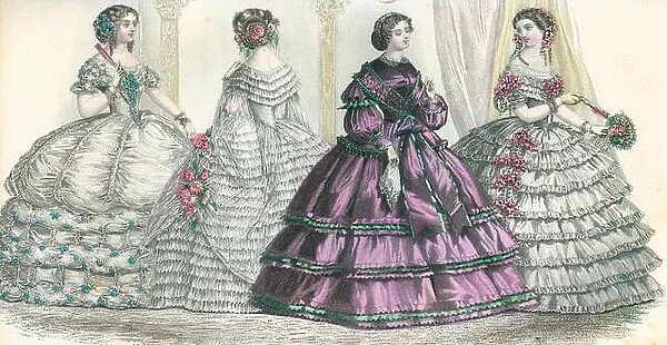 1860 Godey's Fashion Plates, September 1860 Civil War clothing style