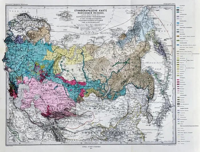 Framed Print : 1877 Petermann Mittheilungen Map - Ethnographic Map - Human Races of Russia Siberia Asia Framed Print : 1877 Petermann Mittheilungen Map - Ethnographic Map - Human Races of Russia Siberia Asia