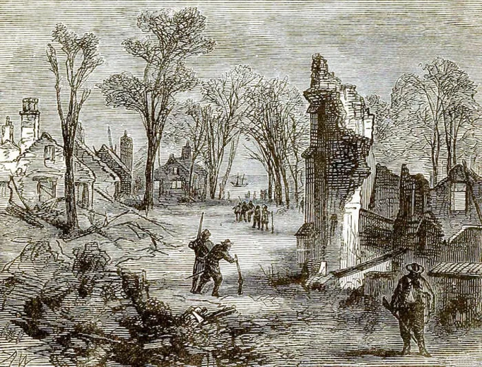 Framed Print : An 1878 depiction of the ruins of Jamestown following its burning during Bacon's Rebellion Framed Print : An 1878 depiction of the ruins of Jamestown following its burning during Bacon's Rebellion