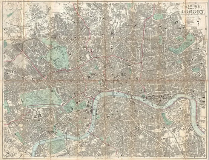 Framed Print : 1890 Bacon Traveler's Pocket Map of London, England Geographicus London bacon 1890 Framed Print : 1890 Bacon Traveler's Pocket Map of London, England Geographicus London bacon 1890