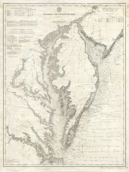 Framed Print : 1893 U.S. Coast Survey Nautical Chart or Map of the Chesapeake Bay and Delaware Bay - Framed Print : 1893 U.S. Coast Survey Nautical Chart or Map of the Chesapeake Bay and Delaware Bay -
