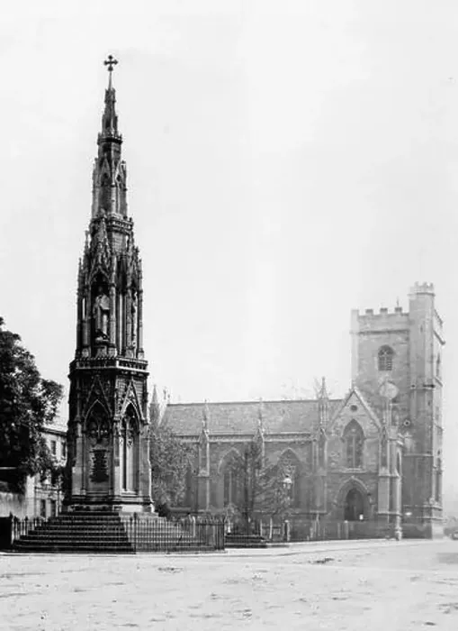 Framed Print : 1900 Historic Black and White Photograph of Martyrs Memorial and St Framed Print : 1900 Historic Black and White Photograph of Martyrs Memorial and St