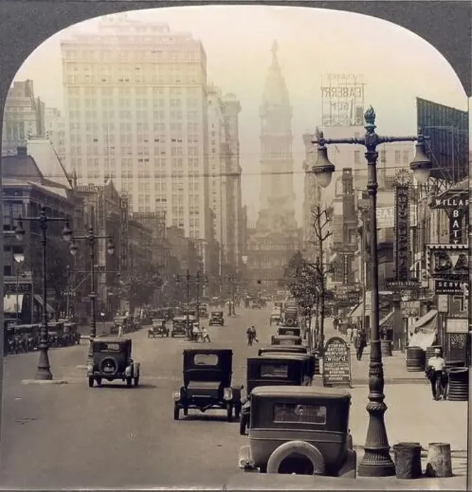 Framed Print : 1909 ca, USA : PHILADELPHIA, Pennsylvania : Looking North on Broad Street