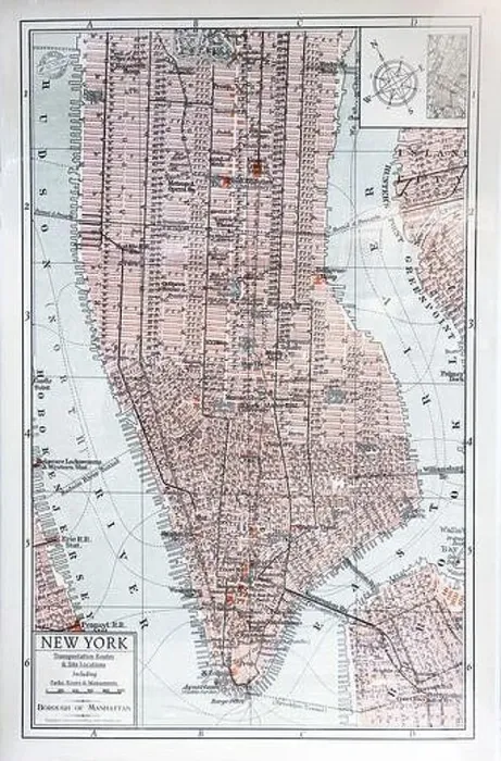 Framed Print : 1910 map of Lower New York City Framed Print : 1910 map of Lower New York City