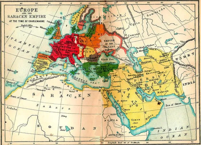 Framed Print : 1910 map showing the ancient Saracen empire at the time of Charlemagne with the tribes Framed Print : 1910 map showing the ancient Saracen empire at the time of Charlemagne with the tribes