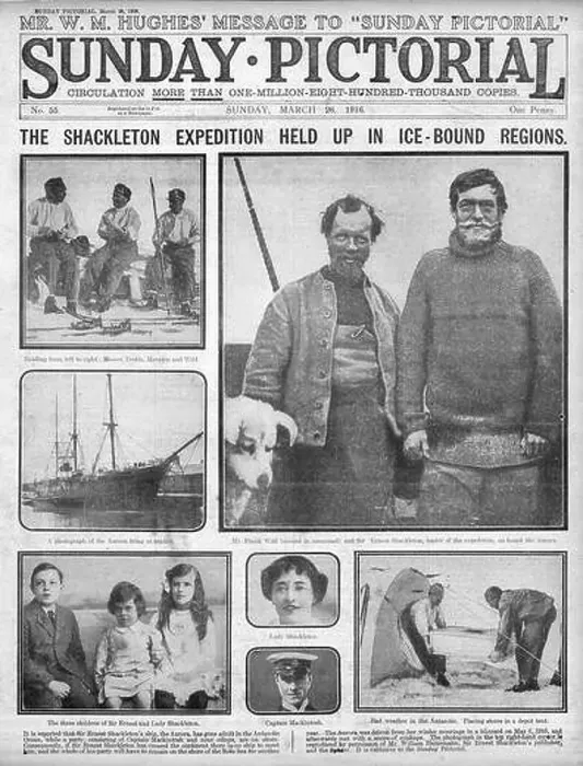 Framed Print : 1916 Sunday Pictorial front page reporting Sir Ernest Shackleton South Pole Expedition Framed Print : 1916 Sunday Pictorial front page reporting Sir Ernest Shackleton South Pole Expedition