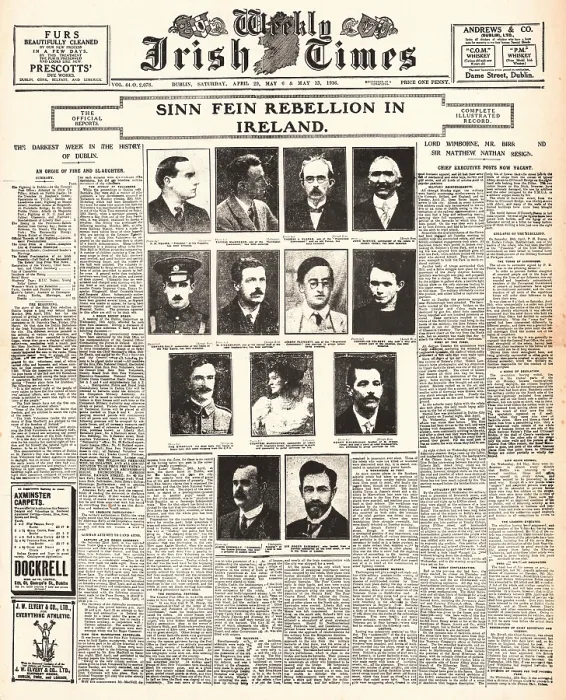 Framed Print : 1916 Weekly Irish Times front page reporting the Easter Uprising in Dublin, Ireland by Irish Republicans Framed Print : 1916 Weekly Irish Times front page reporting the Easter Uprising in Dublin, Ireland by Irish Republicans