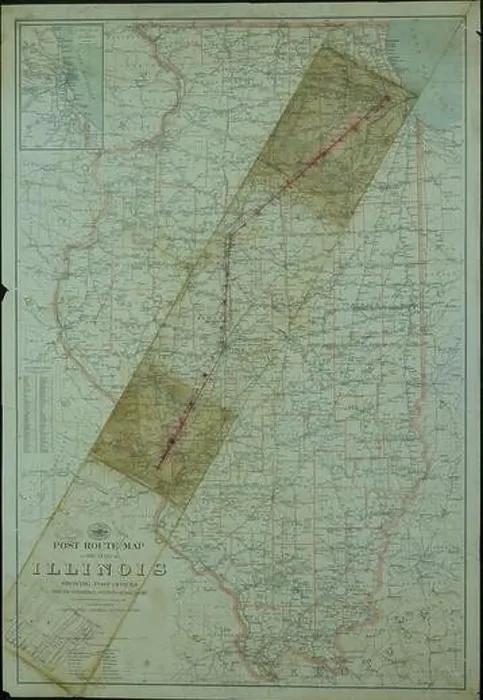 Framed Print : The 1923 Post Route Map of Illinois Framed Print : The 1923 Post Route Map of Illinois