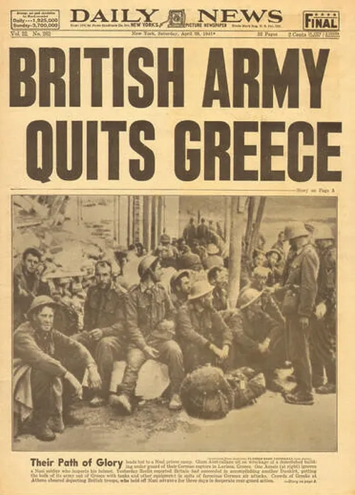 Framed Print : 1941 Daily News (New York) British army quit Greece Framed Print : 1941 Daily News (New York) British army quit Greece