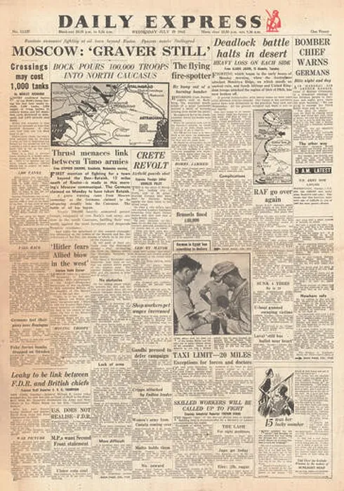 Framed Print : 1942 front page Daily Express Battle for Rostov & Caucasus Framed Print : 1942 front page Daily Express Battle for Rostov & Caucasus