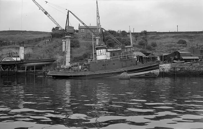 Framed Print : This 1950 photograph captures the refurbishment of tugboats at Bill Quay Framed Print : This 1950 photograph captures the refurbishment of tugboats at Bill Quay
