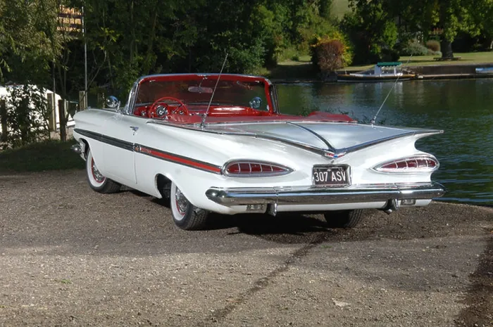 Framed Print : 1959 Chevrolet Impala convertible full size American car 50s fifties open top car