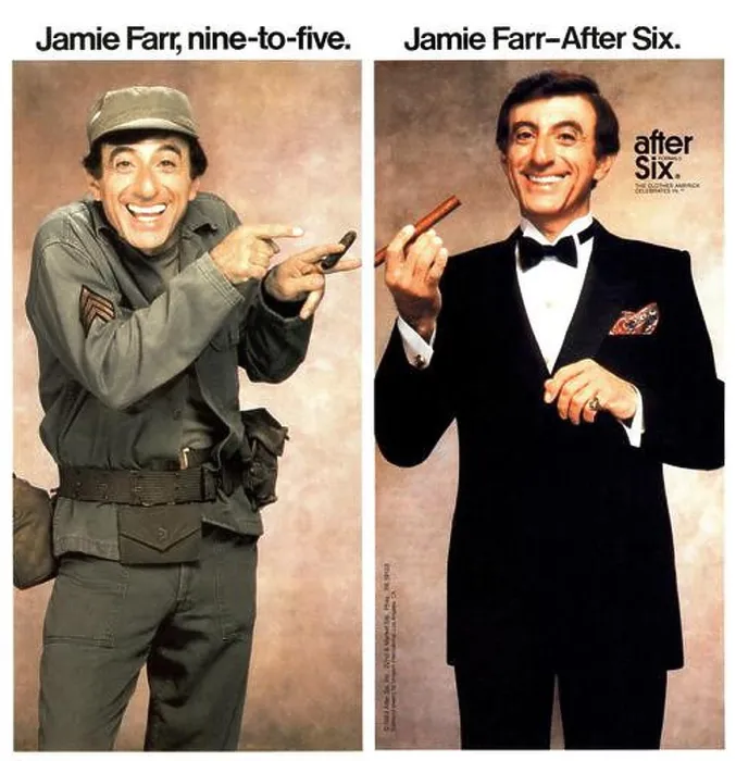 Framed Print : 1983 After Six Formals ad featuring Jamie Farr Framed Print : 1983 After Six Formals ad featuring Jamie Farr