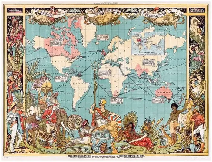 Framed Print : 19th Century Vintage World Map of the Colonial British Empire in 1886 by Walter Crane Framed Print : 19th Century Vintage World Map of the Colonial British Empire in 1886 by Walter Crane