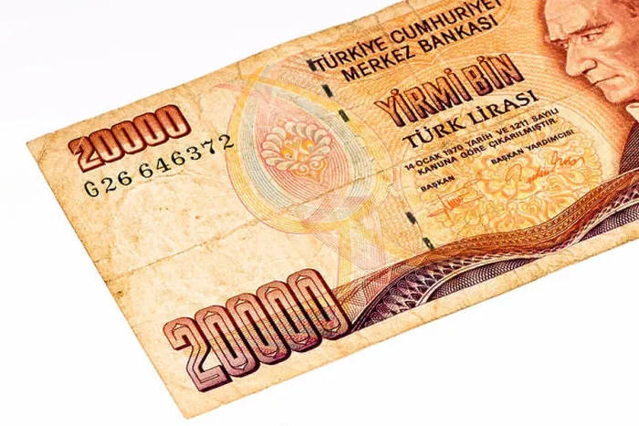 Framed Print : 20000 Turkish liras bank note. Turkish lira is the national currency of Turkey