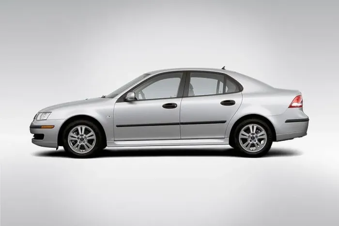Framed Print : 2006 Saab 9-3 2.0T in Silver - Drivers Side Profile Framed Print : 2006 Saab 9-3 2.0T in Silver - Drivers Side Profile