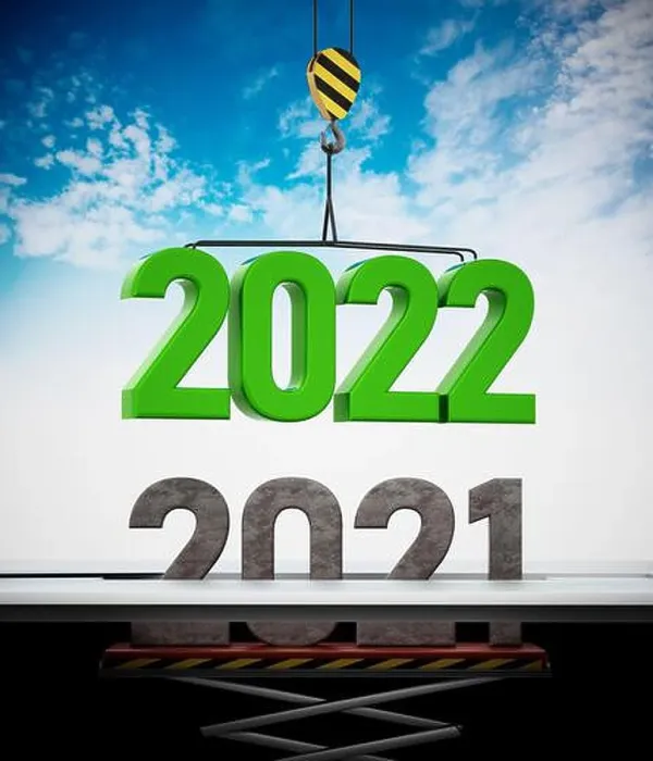 Framed Print : 2022 number carried by crane replaces 2021. 3D illustration Framed Print : 2022 number carried by crane replaces 2021. 3D illustration