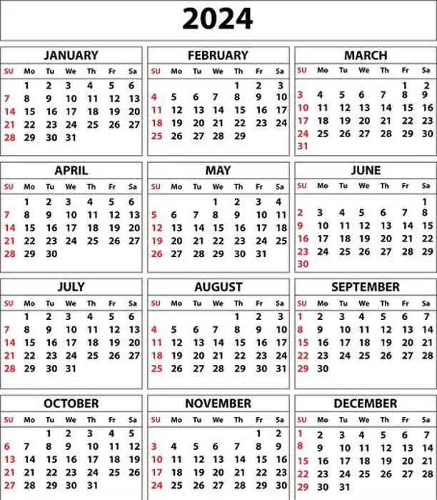 Framed Print : 2024 calendar set. Color vector pocket calendar design Framed Print : 2024 calendar set. Color vector pocket calendar design