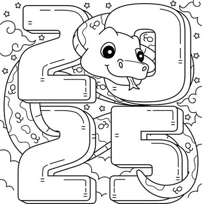Framed Print : 2025 Year of the Snake Coloring Page for Kids Framed Print : 2025 Year of the Snake Coloring Page for Kids