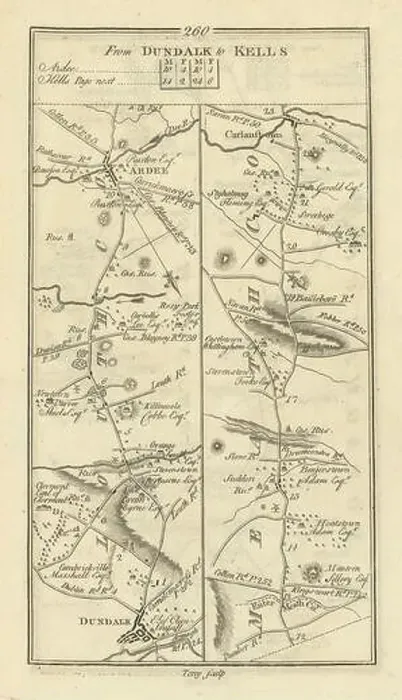 Framed Print : #260 Dundalk to Kells. Ardee Carlanstown Louth Meath TAYLOR / SKINNER 1778 map Framed Print : #260 Dundalk to Kells. Ardee Carlanstown Louth Meath TAYLOR / SKINNER 1778 map