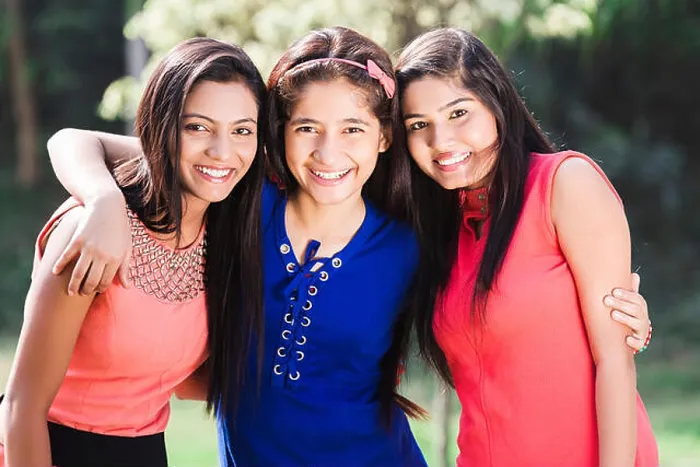 Framed Print : 3 Indian Teenager Girls Standing Together In Park Smiling Framed Print : 3 Indian Teenager Girls Standing Together In Park Smiling