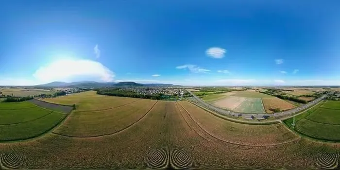 Framed Print : 360° Aerial Panorama of Daweid Corn Fields