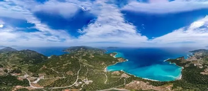 Framed Print : 360 Aerial panoramic view over Patitiri Framed Print : 360 Aerial panoramic view over Patitiri