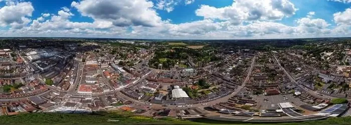 Framed Print : A 360 degree aerial photo of the St Edmundsbury Cathedral in Bury St Edmunds, Suffolk, UK Framed Print : A 360 degree aerial photo of the St Edmundsbury Cathedral in Bury St Edmunds, Suffolk, UK