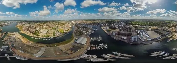 Framed Print : A 360 degree aerial photo of the Wet Dock in Ipswich, Suffolk, UK Framed Print : A 360 degree aerial photo of the Wet Dock in Ipswich, Suffolk, UK