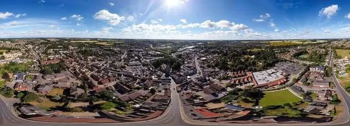 Framed Print : A 360 degree aerial view of the town of Stowmarket in Suffolk, UK Framed Print : A 360 degree aerial view of the town of Stowmarket in Suffolk, UK