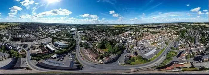 Framed Print : A 360 degree aerial view of the town of Stowmarket in Suffolk, UK Framed Print : A 360 degree aerial view of the town of Stowmarket in Suffolk, UK