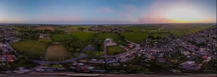 Framed Print : A 360 degree image of an aerial view of sunset of rural West Norfolk, UK Framed Print : A 360 degree image of an aerial view of sunset of rural West Norfolk, UK