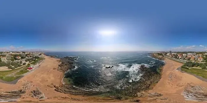 Framed Print : 360 degree panoramic landscape panorama of beach in Oporto city Framed Print : 360 degree panoramic landscape panorama of beach in Oporto city