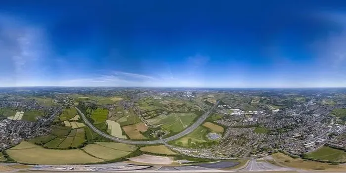 Framed Print : 360 Degree panoramic sphere aerial photo of the UK village of Cleckheaton in Bradford West Yorkshire in the UK showing Framed Print : 360 Degree panoramic sphere aerial photo of the UK village of Cleckheaton in Bradford West Yorkshire in the UK showing