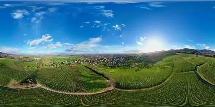 Framed Print : 360 panorama aerial drone view above the Uffholtz Framed Print : 360 panorama aerial drone view above the Uffholtz