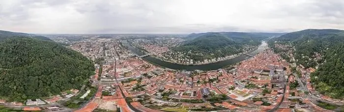 Framed Print : 360 panoramic view of Hedeilberg old town in Germany Framed Print : 360 panoramic view of Hedeilberg old town in Germany