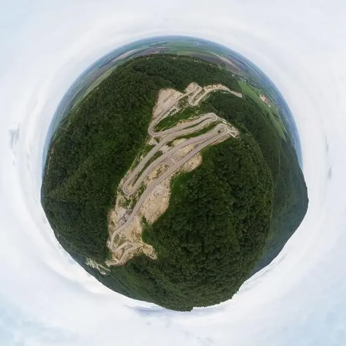 Framed Print : 360 spherical panorama of aerial top vew of winding road in the mountains Framed Print : 360 spherical panorama of aerial top vew of winding road in the mountains