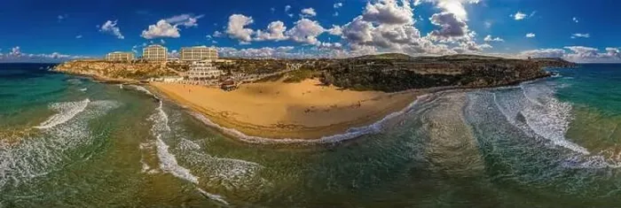 Framed Print : 360 wide angle drone shot of seascape and landscape Framed Print : 360 wide angle drone shot of seascape and landscape